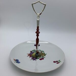 Crol Maaman Israel Porcelain Mixed Fruit Pattern Serving Tier Platter withHandle
